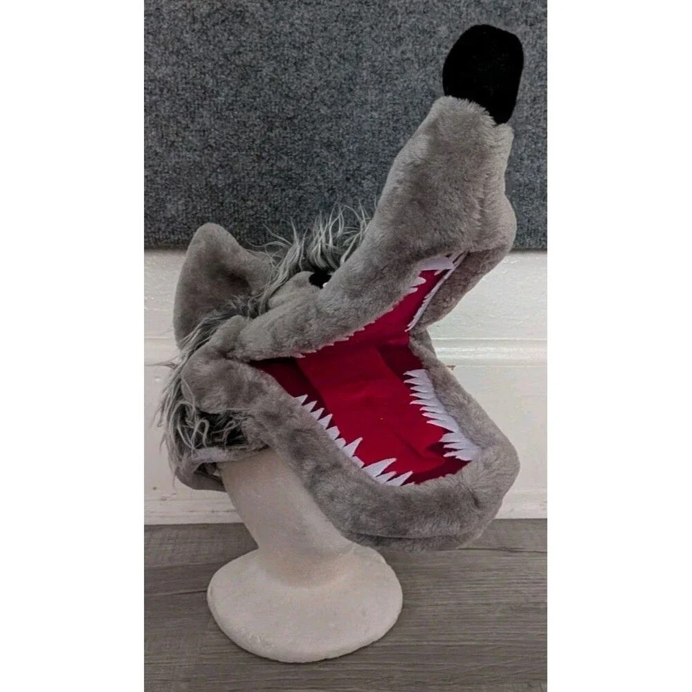 Big Bad Wolf Plush Costume Hat Elope Size Adjuster Gray